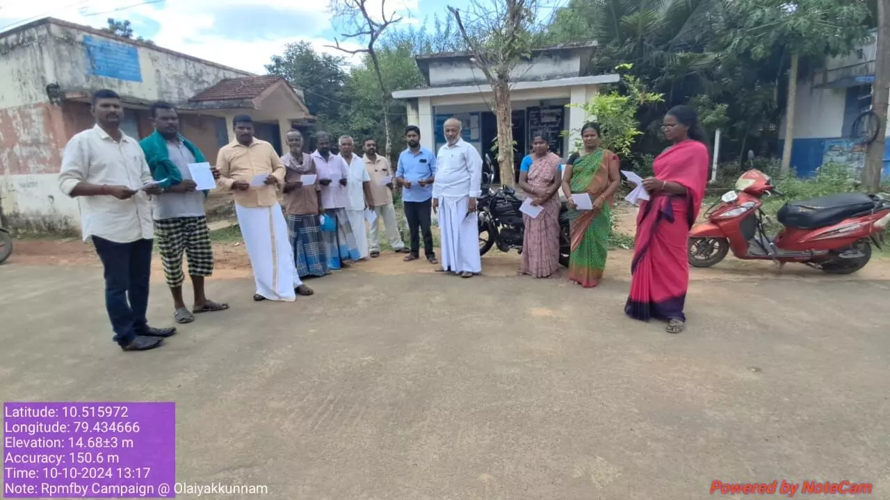 பயிர்க்காப்பீட்டு விழிப்புணர்வு முகாமில் ஓலையகுன்னம் விவசாயிகள் 